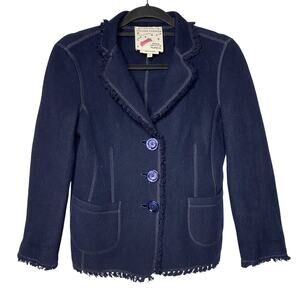 Maison Common Women's 36 US 6 Button Up 100% Cashmere Blazer Jacket Navy Blue